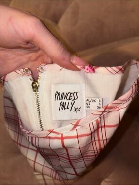 Princess Polly White and Pink Plaid Strapless Mini Dress
